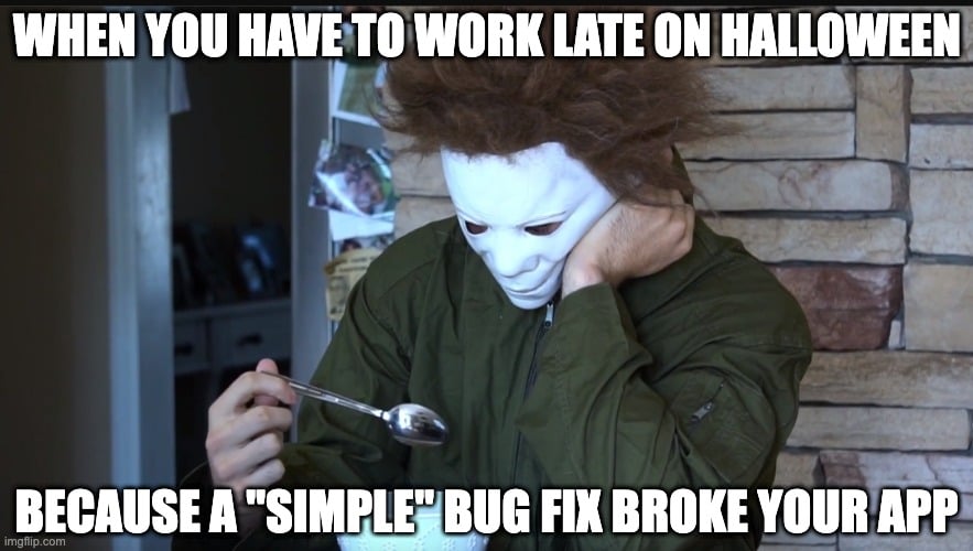 codelogicinc's tweet image. Ready to take a knife to your complex software? Predict code change impacts with CodeLogic and avoid a murderous rampage. #codelogic #hallowmeme #halloween #devhumor #programmerhumor #software