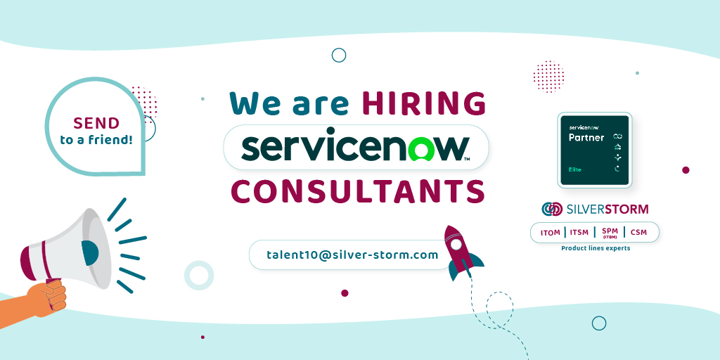 silverstormcast's tweet photo. 🚀 At #SilverStorm we are increasing our talent by hiring ServiceNow Consultants with more than three years of experience and a high level of English!

More information about this offer on our website ⬇️

https://t.co/slgxolvu98

📩 Send your CV to talent10@silver-storm.com! https://t.co/m4e1RKtG6j