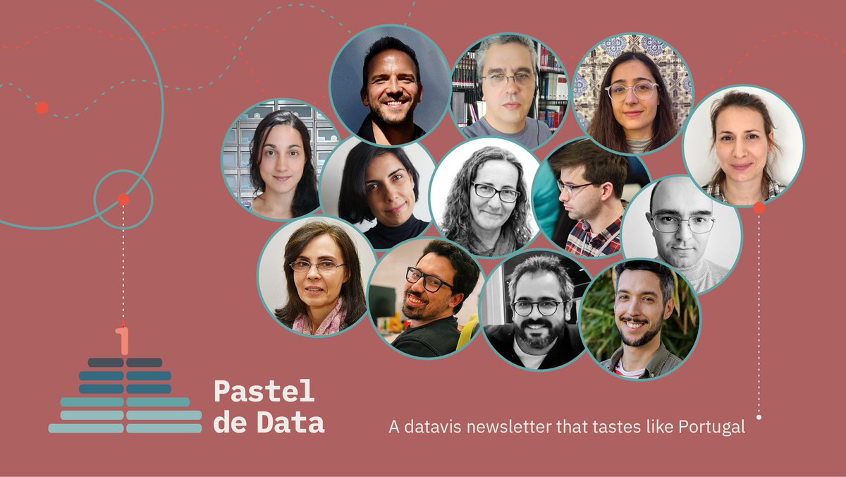 DatavisLisboa's tweet photo. Our newsletter is turning 1 year old! 🎂🎉🎊 So, we have welcomed 13 awesome Portuguese guests, from across many areas of expertise. There were data journalists, writers, teachers, engineers, and designers who showed that Portugal is ✨teaming✨ with Data Visualization talent. https://t.co/w6Wqaj3GRL