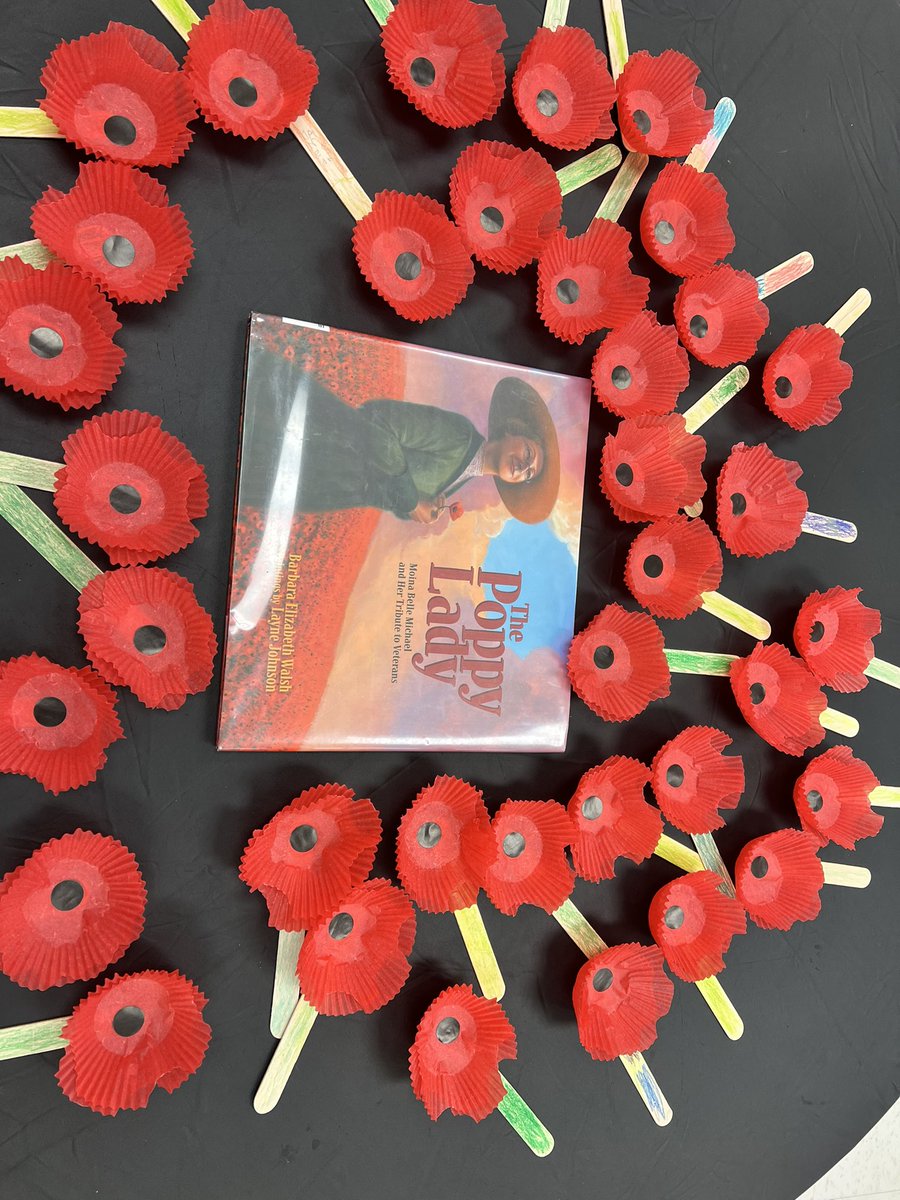 MelanieVarvi's tweet photo. Our kindergarten and 1st grade students enjoyed learning about Moina Belle Michael and making poppies to honor our veterans. @EEMillerElem @cabrahamjohnson @sarahruddock4 https://t.co/P2usKF7ckQ