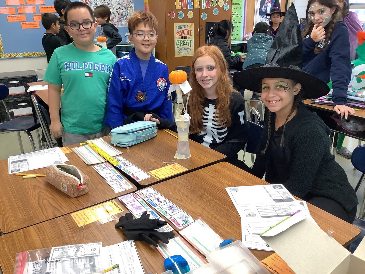MrsPollari_EBMS's tweet photo. 🎃STEM CHALLENGE! Who can build the tallest pumpkin stand using the least amount of money!? PART 3 @EastBrookMS https://t.co/k5tU6m9kfR