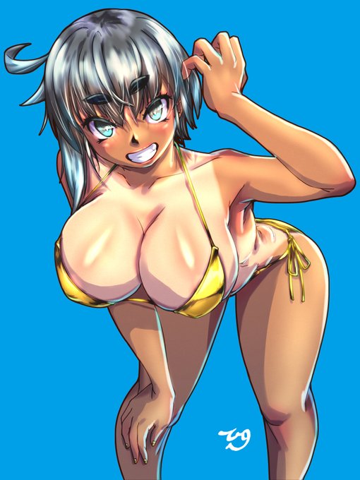 ゴールドビキニをうちの子で素振り。 #九嶺蓮歌 #日焼け跡 #褐色 #ビキニ https://t.co/pnokdpTDcD 