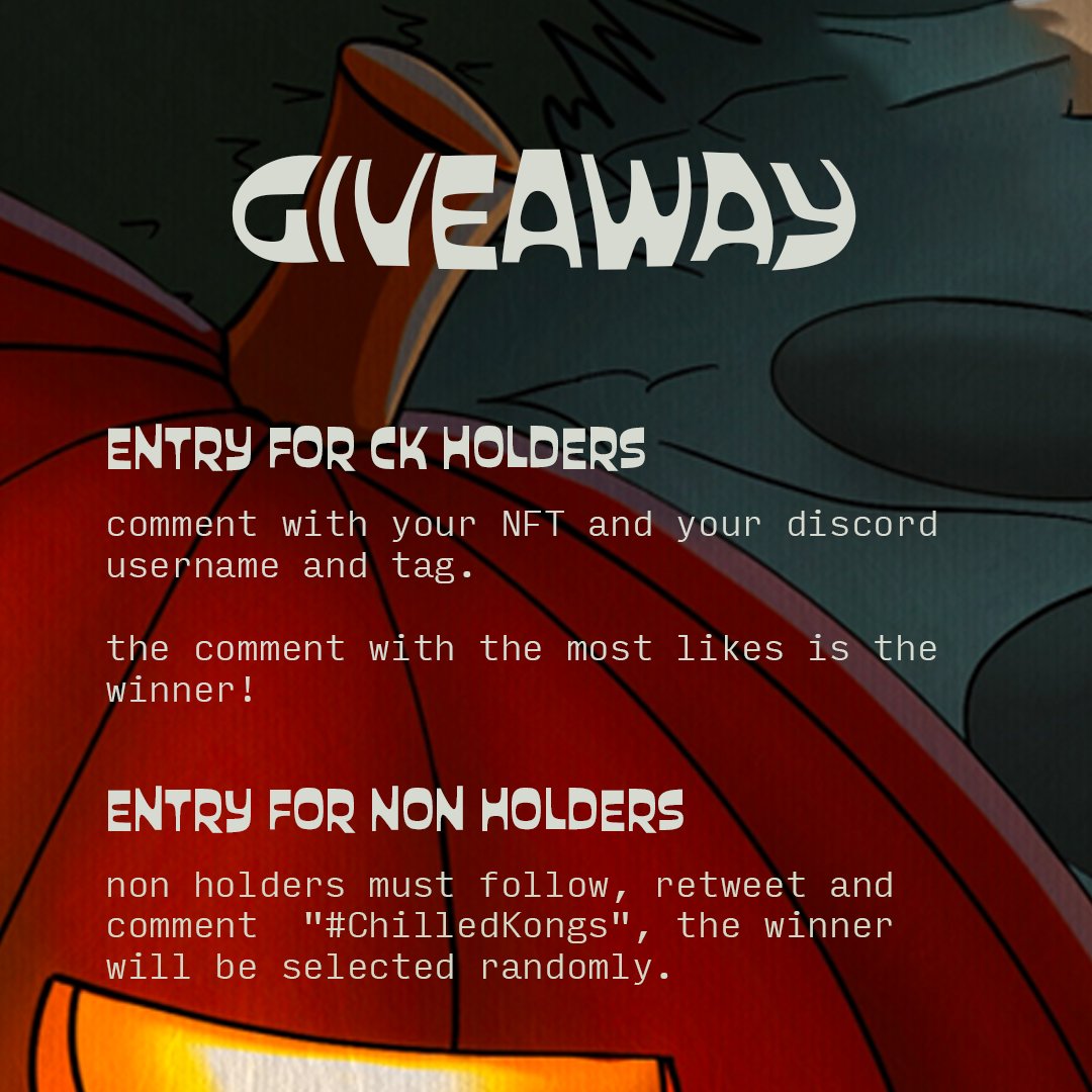 Boo! 🦍🧟👻🧙‍♀️
Did this Halloween Giveaway scare you? 🎃

🖼️Two winners (a CK holder and a non holder)
👉Before placing your entry, please read the instructions below very carefully! 
⏳Results this Sunday (Nov 6th) at Kongress Sesh 

👻 GoOoOd luck! 👻

#ChilledKongs