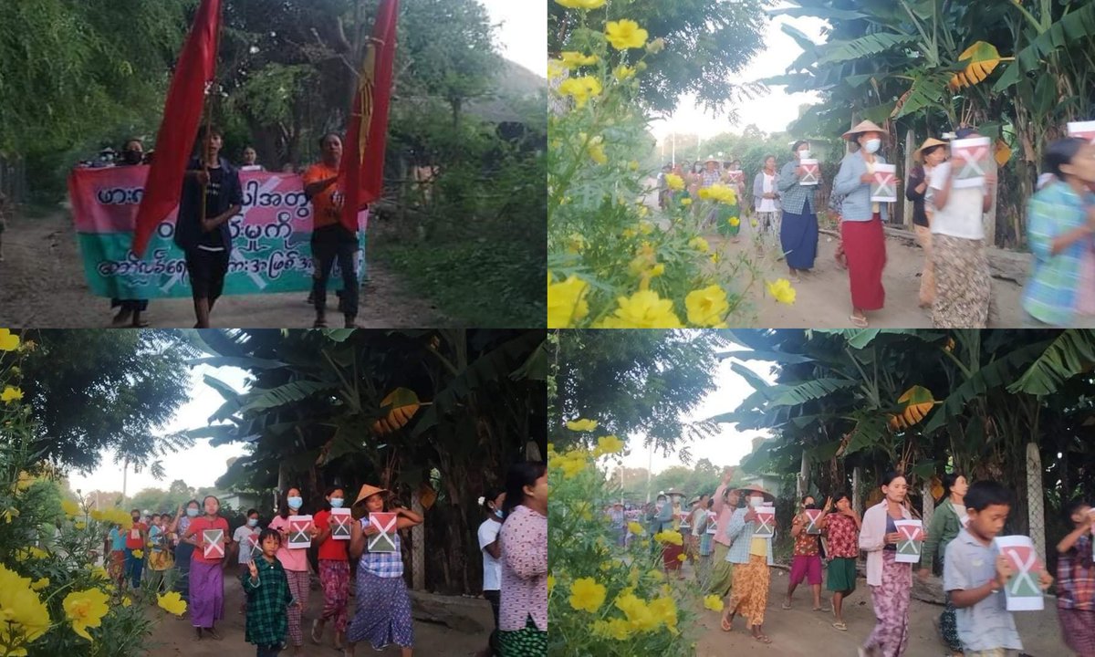 Anti-coup revolutionary strike in a village from Sagaing's Yinmabin township.

Photo: CJ

#2022Oct31Coup #LegalizationOfNUG #WhatsHappeningInMyanmar