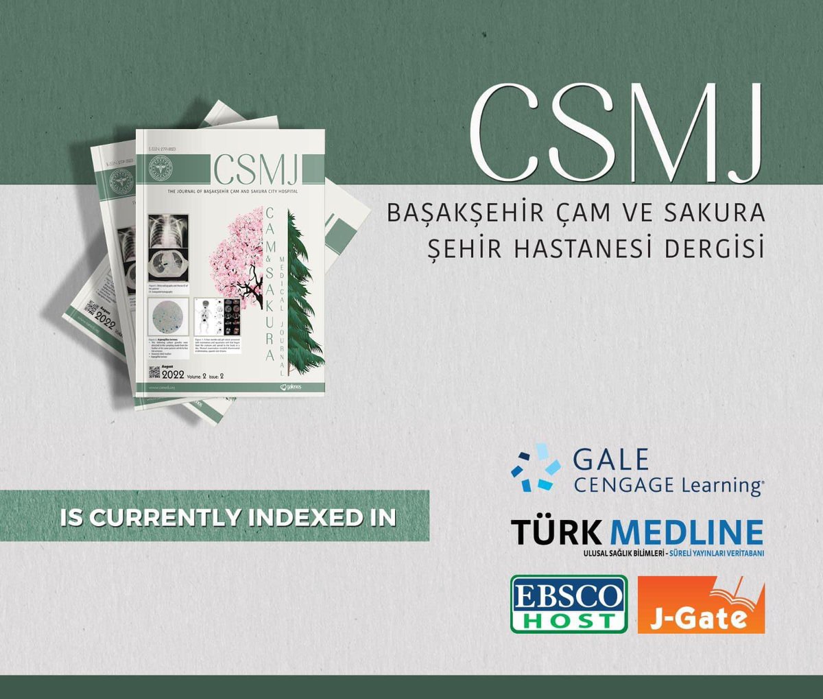 nurettin_yiyit's tweet photo. Çam ve Sakura Şehir Hastanemizin İngilizce olarak yayımlanan bilimsel dergisi Cam Sakura Medical Journal “J Gate, Türk Medline, EBSCO ve Gale” indekslerine girmiştir. Bilimsel dergimize destek veren tüm akademisyenlere teşekkürlerimizi sunuyoruz.
https://t.co/dpHqNxtqcV
#csmj https://t.co/QhFUnj7TaH