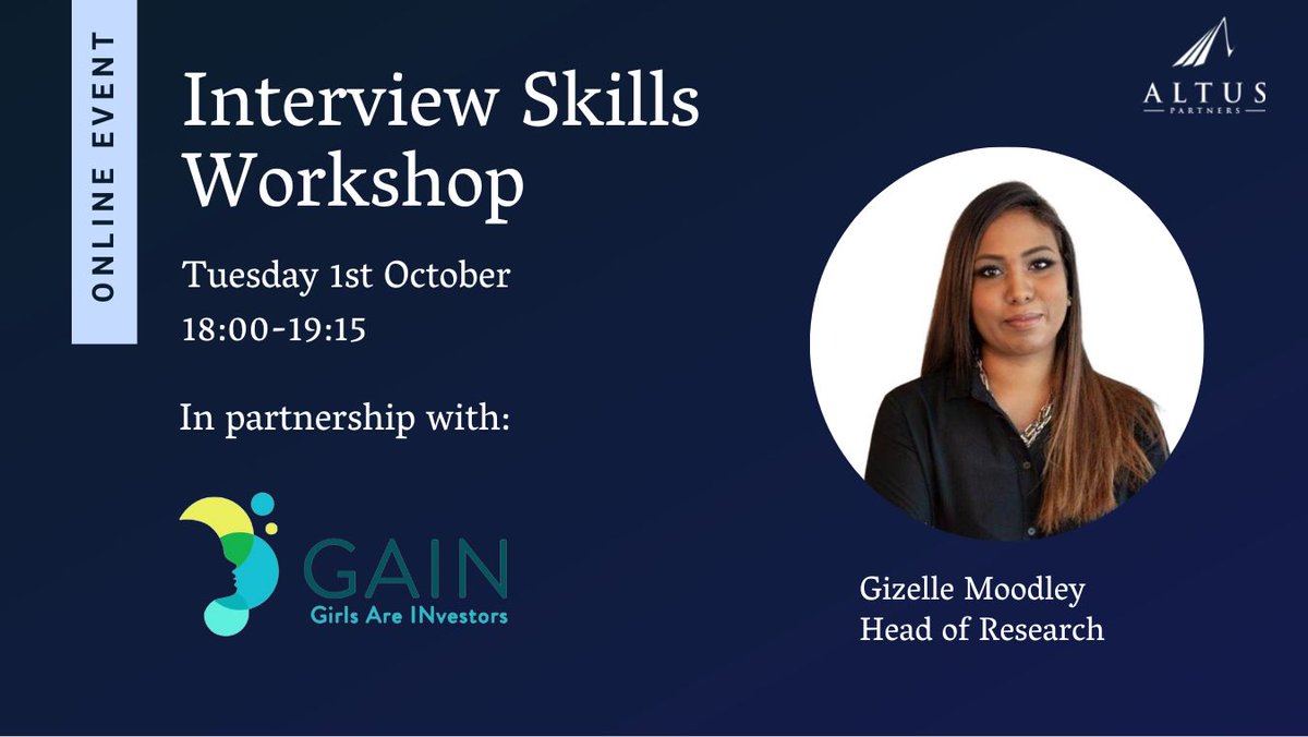 Altus_Partners's tweet photo. Join Gizelle tomorrow for what will be an excellent event with @AreInvestors to get yourself interview ready.

#GenderDiversity #GenderEquality #Event #AltusPartners

https://t.co/ONp9Rh1Xdr https://t.co/wxmXFwLFnM