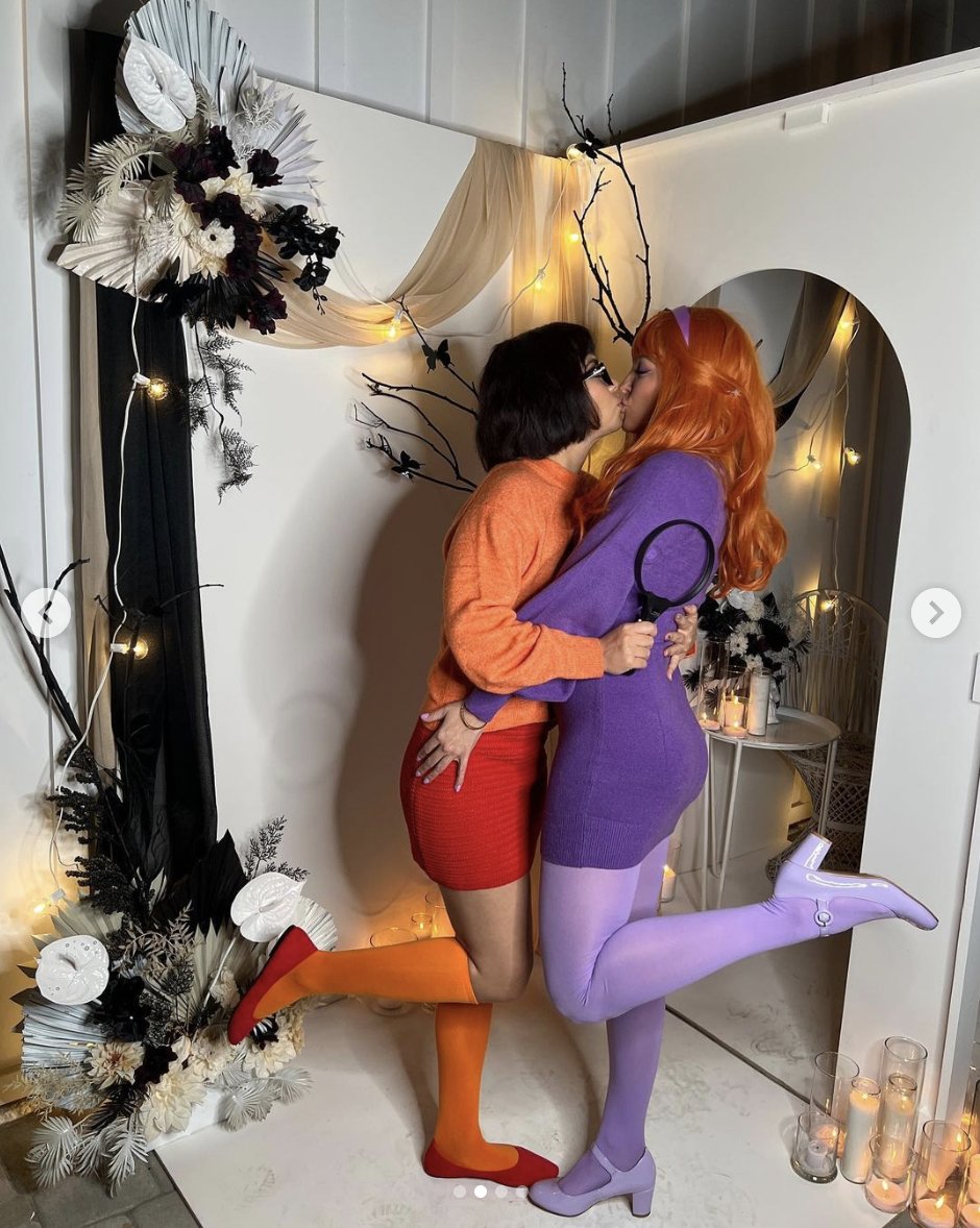 Hayley Kiyoko and Becca Tilley Dress as Velma and Daphne for Halloween