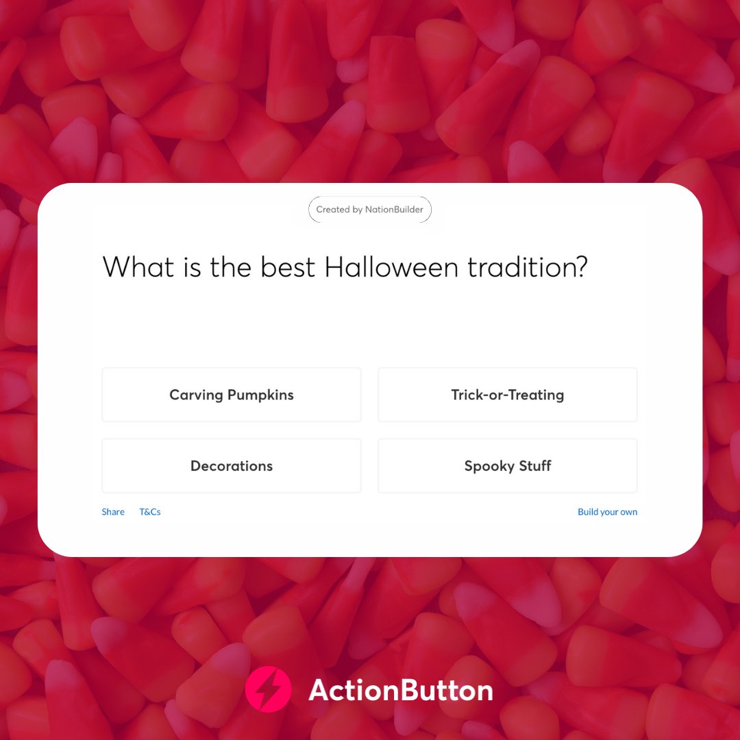 What's your favorite Halloween tradition?? 👻🎃🐈⬛ Have a #HappyHalloween and don't forget to make your own polls to send to your friends and family ➡️ check out tinyurl.com/3dfkc557 to get started!! ✨ #ActionButton #spooktacular #ActionButton #SpookySeason