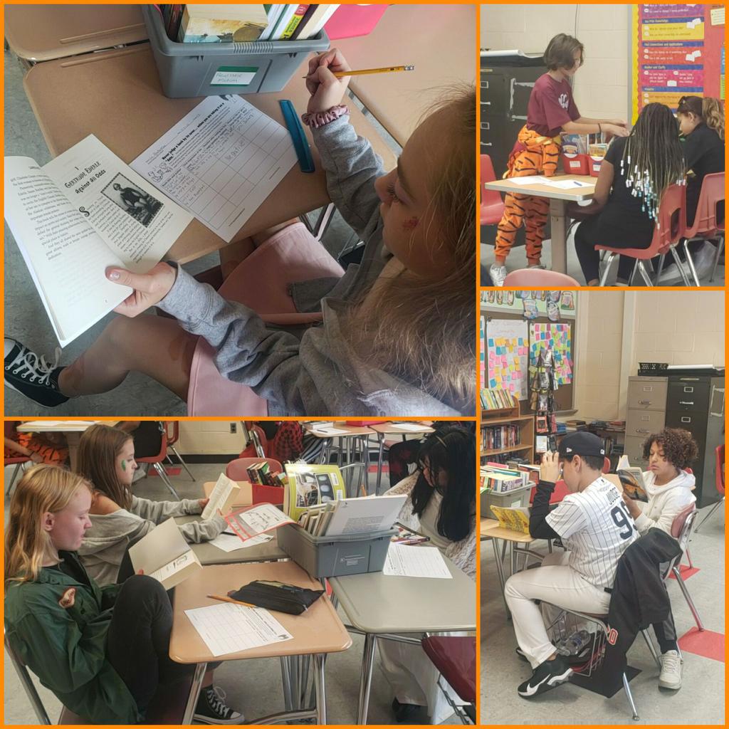 My ELA Halloween tradition - speed dating with books with Disney Halloween music in the background.🎃👻 #HappyHalloween #6thGradeELA #KCSPride #BooToYou