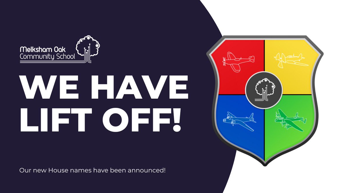 melkshamoaksch's tweet image. Which House will win the House competition? Hurricane, Lancaster, Spitfire, or Wellington? What colour are you? Find out more about our new Houses here: ayr.app/l/YeQn #housenames #housecompetition