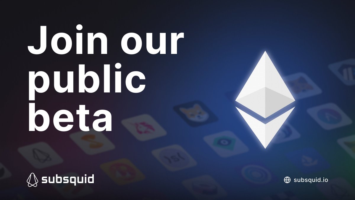 The time to sign up for our #ETH beta is now! Participating teams get: 🆓 Zero-cost indexing 👨‍💻 Support from our integrations team 🦑 One #SquidSquad NFT (utility for Subsquid users TBA) Learn more: subsquid.medium.com/subsquid-ether…