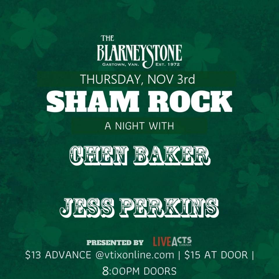 Come out and see the amazing Chen Baker with Special Guest.  Tickets and Information are available in the link below: 

vtixonline.com/chen-baker-wit…

#BlarneyStone #ChenBaker #JessPerkins #LiveActs #LiveMusicVancouver #VtixOnline