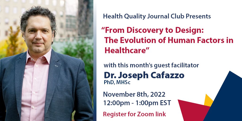 Dr. Joseph Cafazzo joins us for our November 8th Health Quality Journal Club!

Register here for the reading and Zoom link: ow.ly/Yhsz50Ln94E