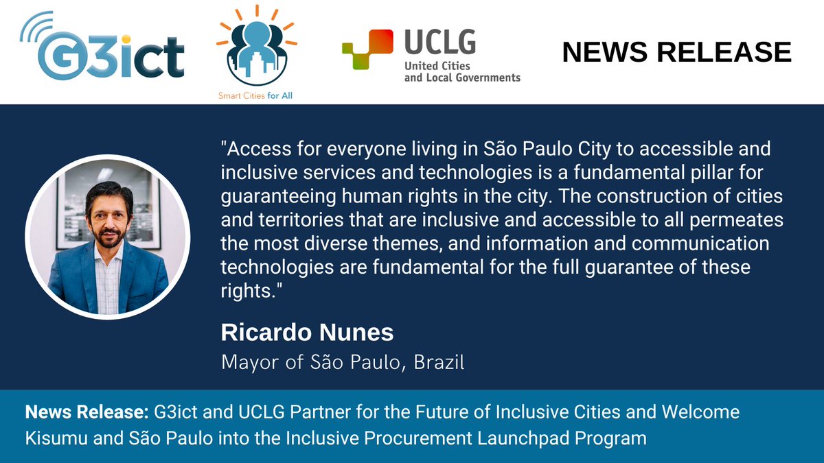 Access for everyone living in São Paulo City to accessible and inclusive services and technologies is a fundamental pillar for guaranteeing human rights in the city, says @ricardo_nunessp as São Paulo joins the Inclusive Procurement Launchpad Program bit.ly/3SS56wT