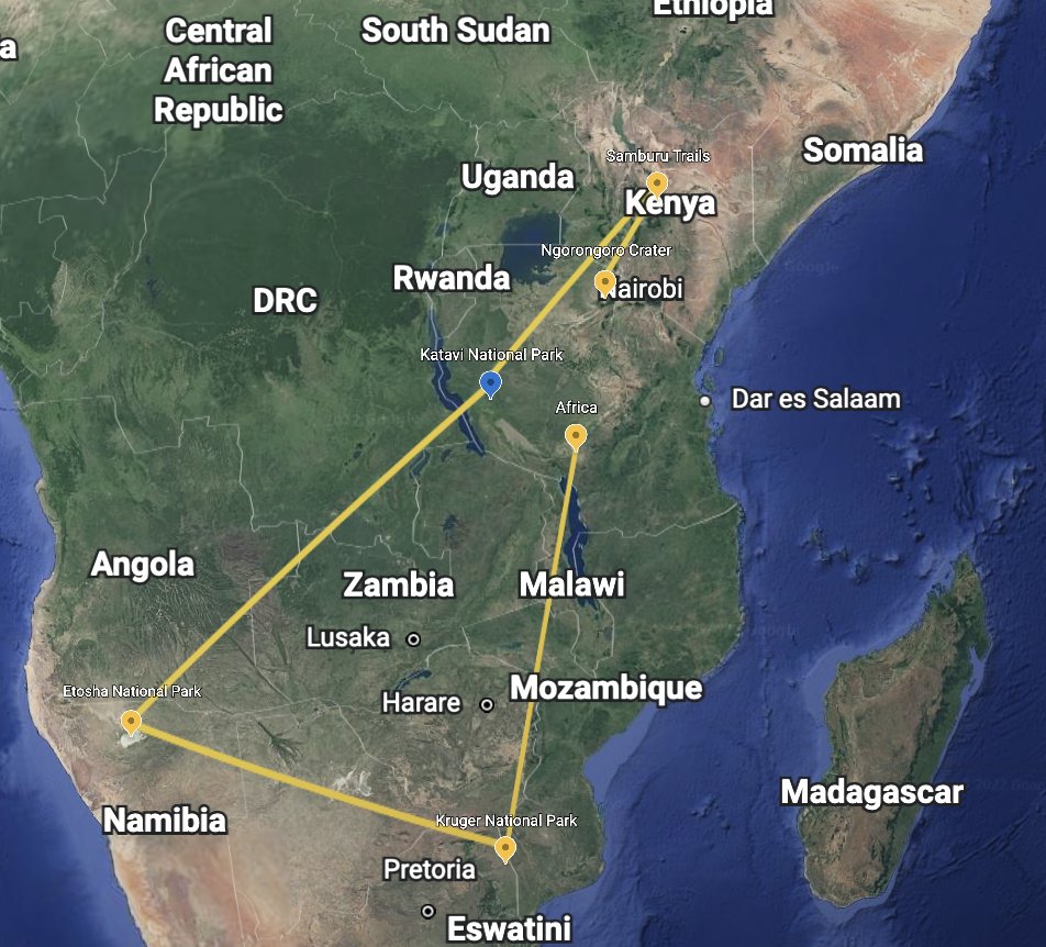 kmroseland's tweet photo. Virtual field trips are a great way to engage students in learning about something new or about a new place. This week in #educ387713 I learned how to create a virtual field trip using google earth. I used it to travel through Africa to see safari animals. #Africa https://t.co/2q9ZCnIoQm