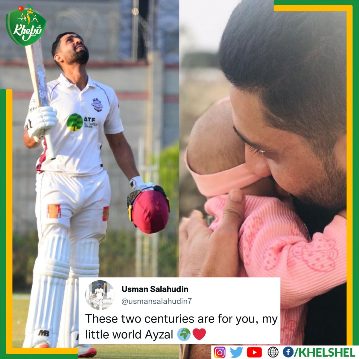 khelshel's tweet photo. Usman Salahuddin scored 126 and 100* for South Punjab against Northern and dedicates his both hundred to his little angel Ayzal.
#SPvNOR | #Cricket | #Pakistan | #UsmanSalahuddin | #QeaT | #Abbottabad https://t.co/3fuyDNFTgX