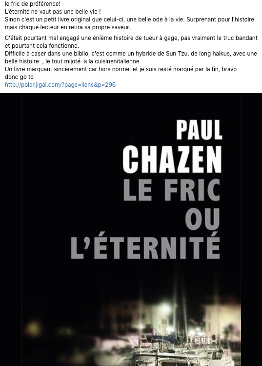 « Une belle ode à la vie. Surprenant pour l'histoire. Difficile à caser dans une biblio, c'est comme un hybride de Sun Tzu, de long haikus, avec une belle histoire , le tout mijoté à la cuisinenitalienne
Un livre marquant car hors norme, et je suis resté marqué par la fin, bravo