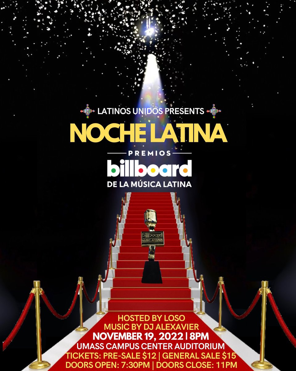 UMassLU's tweet photo. LU Presents: NOCHE LATINA 2022🥳🎉 Mark your calendars for Saturday, November 19, at 8PM📆 Join us for a fun night of food, performances, entertainment, music, and dancing- all to celebrate and honor our beautiful Latinx culture together!🌎🫶🏽‼️Pre-sale tickets are LIVE NOW‼️ https://t.co/SuZboTMdfv