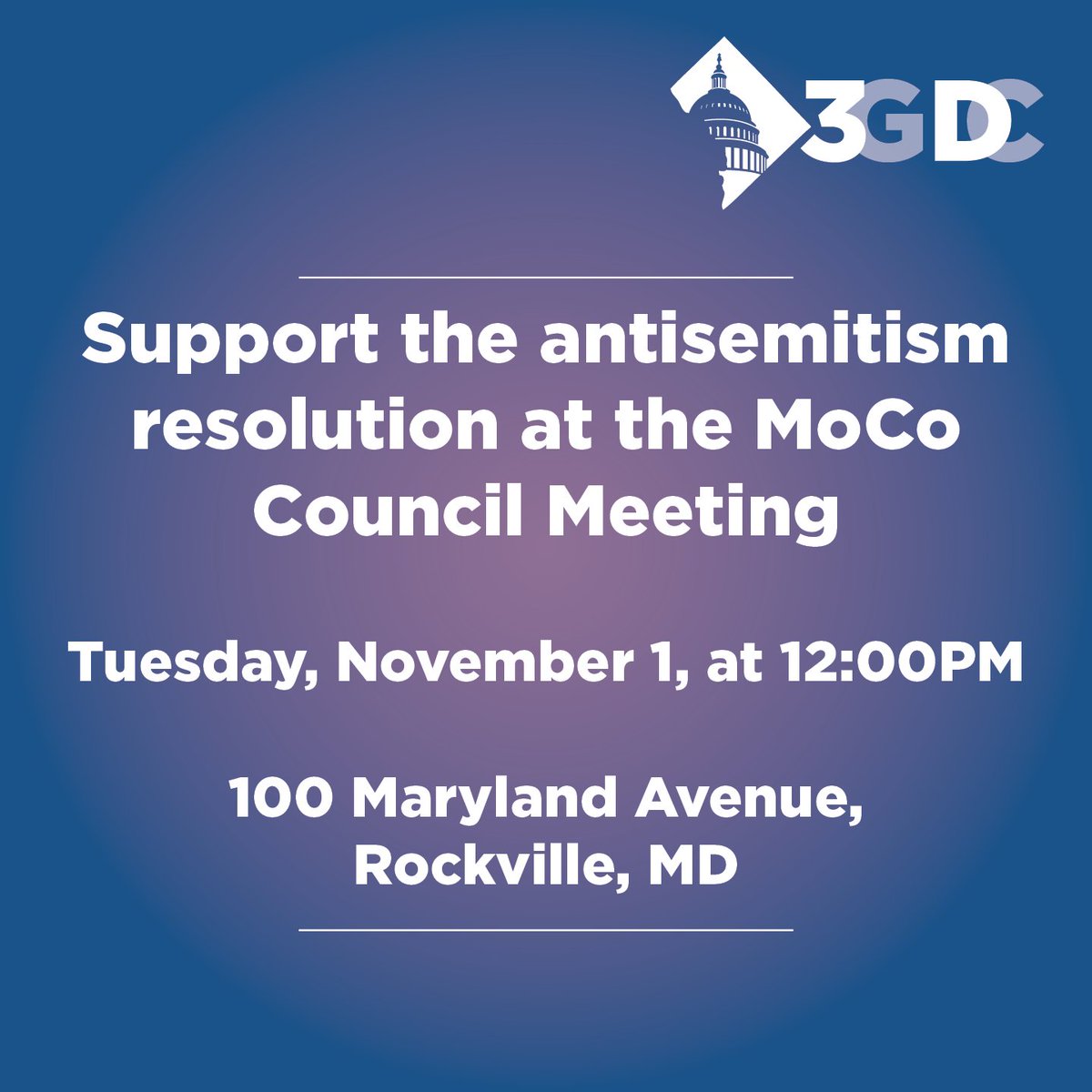 3GDC (@3g_dc) on Twitter photo âť• Happening tomorrow âť•
The <a href="/MoCoCouncilMD/">Montgomery Council</a> will vote on a nonbinding resolution condemning all manifestations of antisemitism. Show your support: bit.ly/JCRCMoCoAction âť• Happening tomorrow âť•
The <a href="/MoCoCouncilMD/">Montgomery Council</a> will vote on a nonbinding resolution condemning all manifestations of antisemitism. Show your support: bit.ly/JCRCMoCoAction