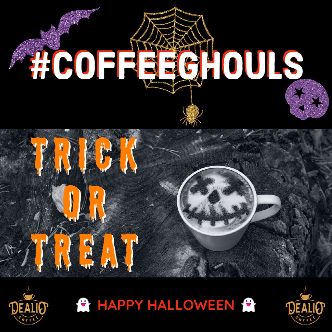 DealioCoffee's tweet photo. Happy Halloween! We hope you enjoy this fun-filled day and celebrate with coffee and candy #coffeeghouls https://t.co/W2EZveqngV