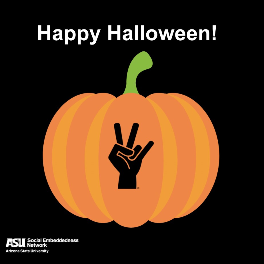 ASUEmbeddedness's tweet photo. Happy Halloween! 🎃 It's a treat to be able to collaborate with our partners!
#ASU #ASUembeddedness https://t.co/q83YVG3zSQ