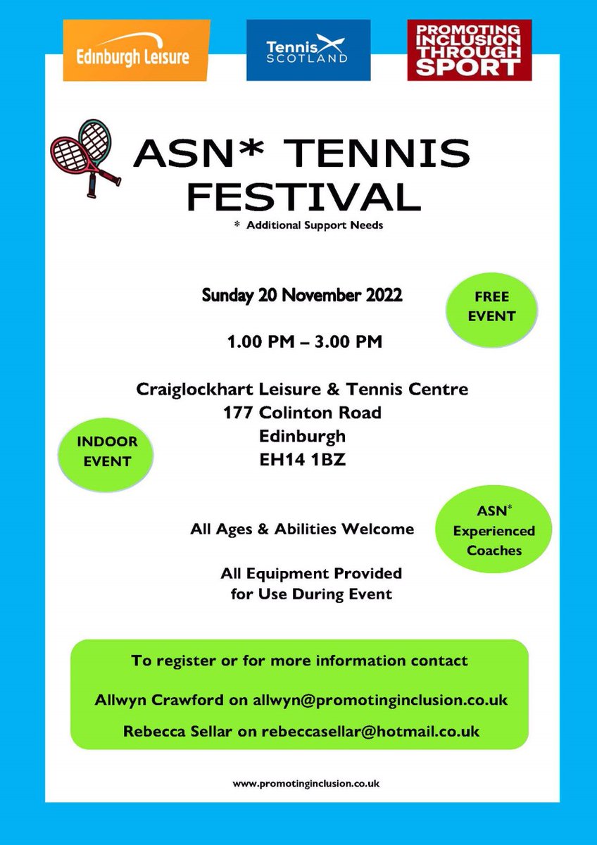 See below for a great tennis opportunity: