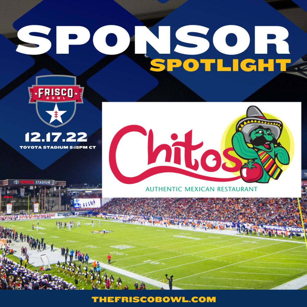 FriscoBowlGame's tweet photo. The @FriscoBowlGame is proud to partner with Chitos Authentic Mexican Restaurant. They have a family-style atmosphere and a selection of incredible authentic Tex-Mex food that will make you feel like you're eating in their homes.

#FriscoBowl #FriscoTX #Chitos https://t.co/TXK6VoXrlZ