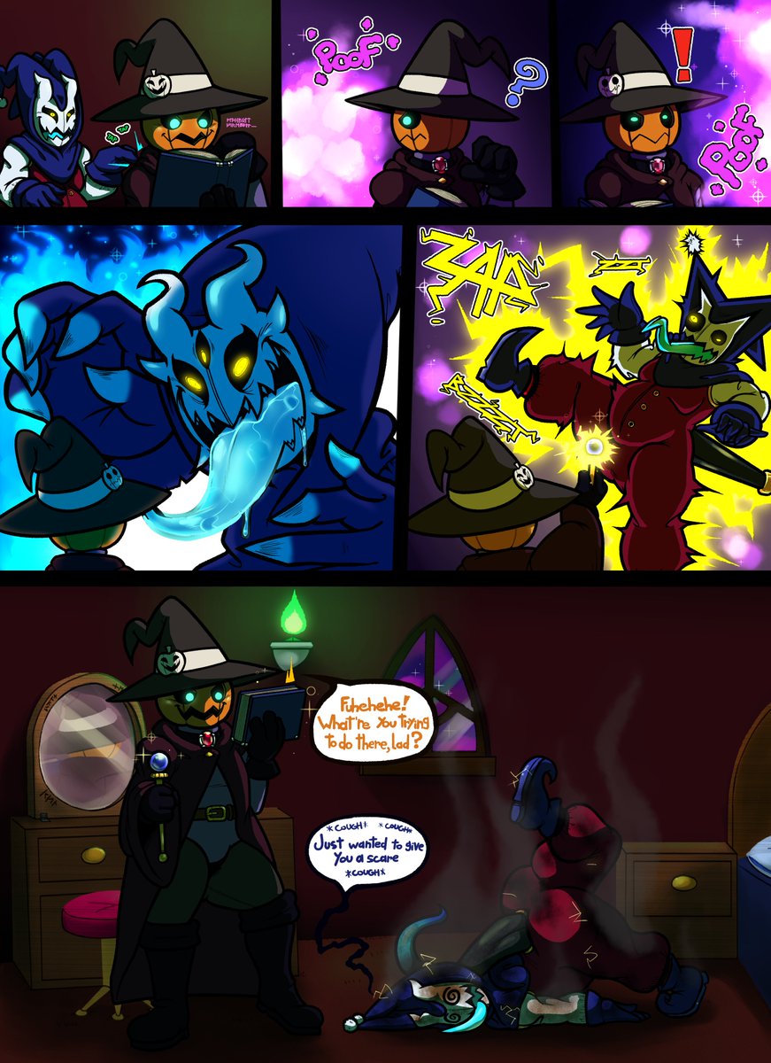 HAPPY HALLOWEEN EVERYONE!
The jester imp tried to give Ghourdick a scare that he wouldn't forget... It really didn't work out for the little imp.