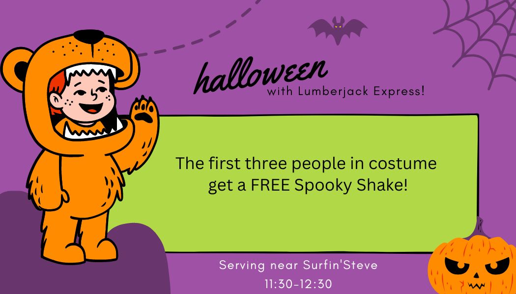 We're sharing the Halloween Love!

Be one of the first 3 people at the truck in costume, show us this post, and get a mini Spooky Shake on us!

#sfafoodlab #SFA_PCOE #jacksgetinvolved #sfastudentlife #sfabarstool