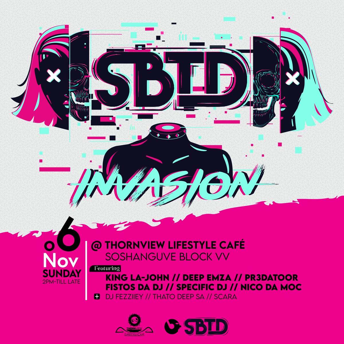 SBTD_SA's tweet photo. #SBTDinvasion

As we heading to DAY OF THE DEAD celebration. We saw it fit to resurrect SBTD this coming Sunday for you (deep house lovers).

Kindly do join us with your squad, on the 6th Nov, Sun - as we invade Thornview Lifestyle Cafe at Block VV, Soshanguve - Pta. 2pm - late https://t.co/xsGPvO8Rpf