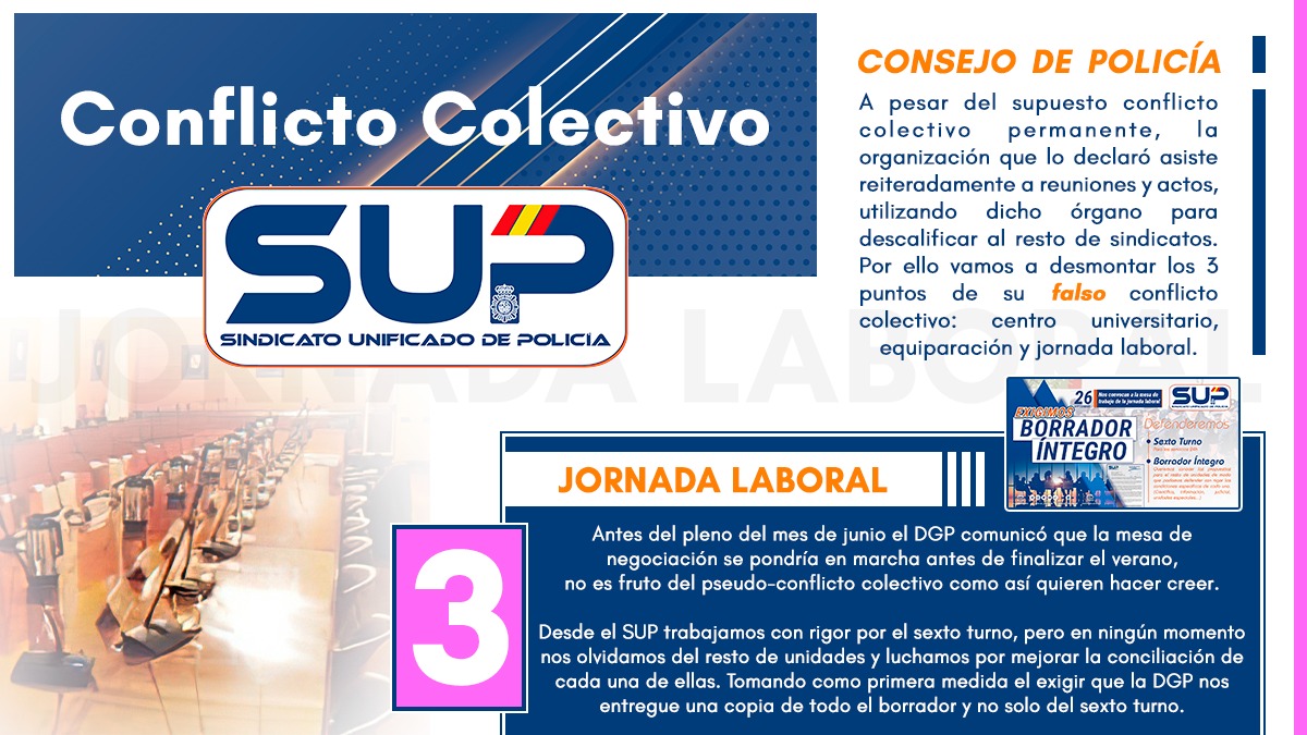 Sup_Policia's tweet photo. La negociación de la #JornadaLaboral, no es fruto del Conflicto de #pantomima de @JupolNacional, nosotros sí somos responsables y trabajamos por y para la mejora de los policías
🤔El #ConflictoColectivo no es intermitente
🤛Se hace o no se hace
Derecho ganado por el @Sup_Policia https://t.co/mzrPBpWYR0