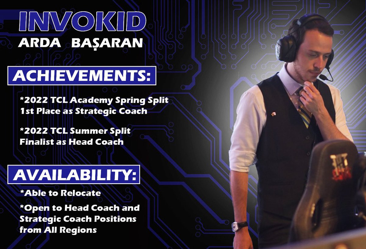 I'm still contracted to <a href="/FBespor/">Fenerbahçe Espor</a> but they have allowed me to explore my options for 2023.

You can contact me through DM.

Reference and examplary work can be provided on request.

RTs are appreciated.