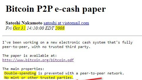 Satoshi escolheu lançar o whitepaper Bitcoin
no dia 31 de outubro de 2008 em uma lista de emails. Por que?

Entenda como as datas que envolvem o nascimento do Bitcoin contém easter eggs para nos ajudar a ligar os pontos sobre o objetivo final por trás da criação do Bitcoin.