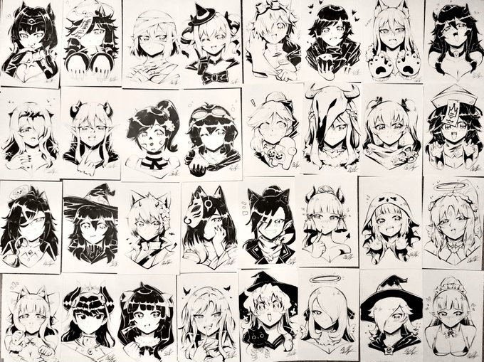 All #waifutober ink sketches this year! I donated all the proceeds to Garlic City Kitty Rescues so thank you all for the support!! 🙏🙏🙏 