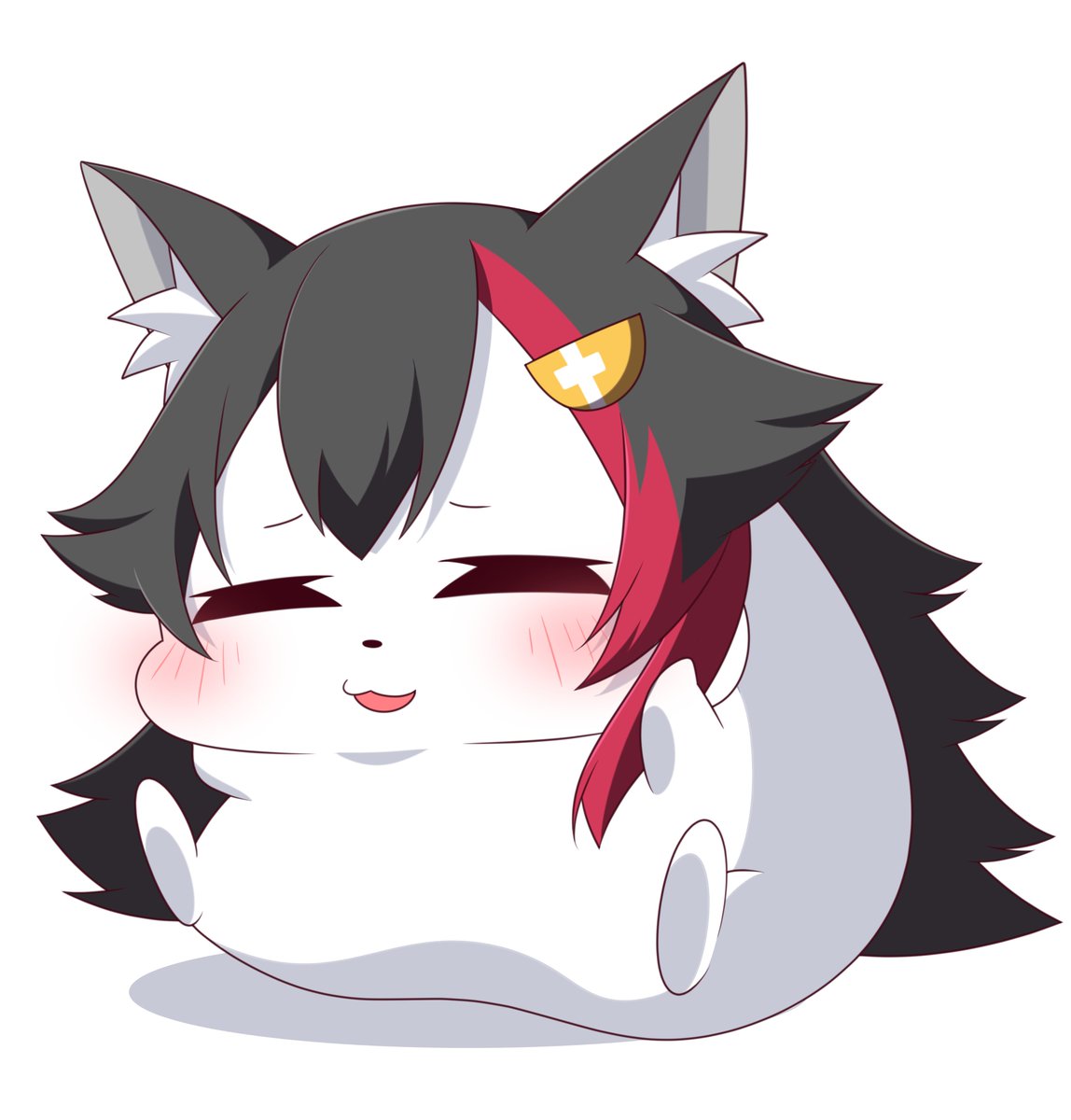 ookami mio animal ears solo wolf ears red hair black hair white background blush  illustration images