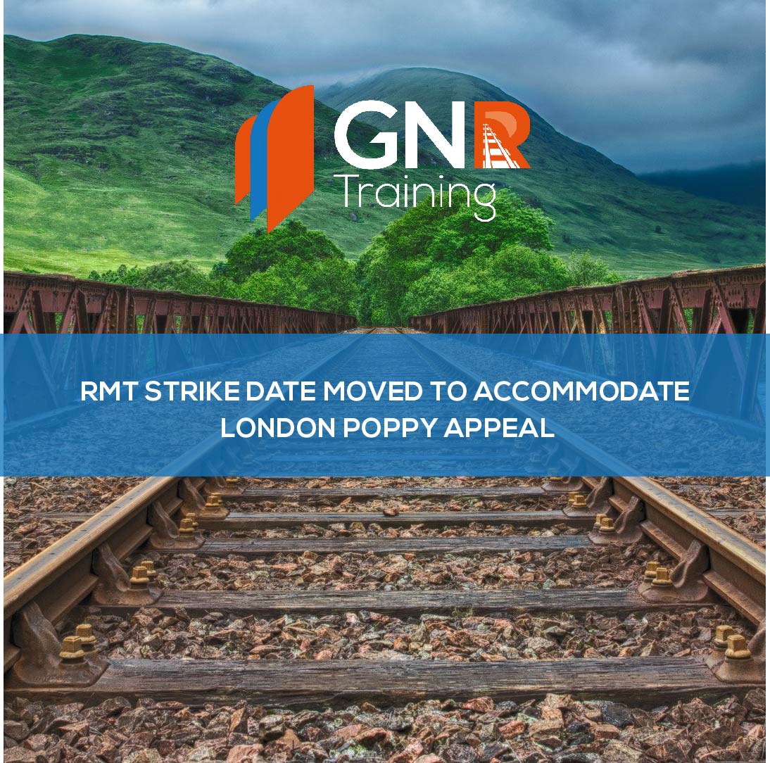 An RMT strike has recently been re-arranged in order to avoid a clash with the Royal British Legion’s London Poppy Day appeal.

The appeal is due to take place on 3 November, which coincided with a date RMT members were due to hold a strike.

Read more: gnrtraining.co.uk/rmt-strike-dat…