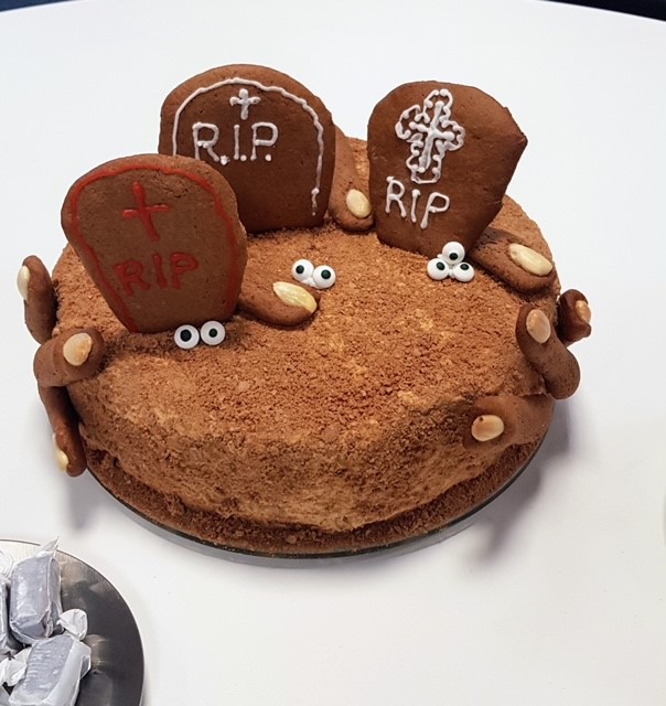 CareShopUK's tweet photo. We are celebrating Halloween today at Care Shop. We have a few things going on - a quiz, fancy dress, tarot reading and a bake off. here is a selection of cakes made by Care shop staff- Cairran O'Shea, Debbie Pennell, Niall Parkinson and Monkia Zielinska. They tasted as good! https://t.co/Y8Hbi9xkKB