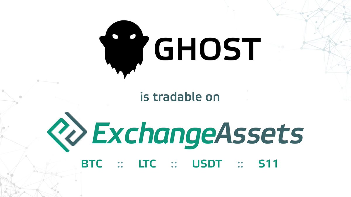 Ghost_Privacy's tweet photo. $GHOST has been listed on ExchangeAssets! 

ExchangeAssets is a Ukrainian based hybrid platform offering PoS pools, bux, interest and more! There are four trading pairs for $GHOST; BTC, LTC, USDT, and S11. Trading is now live!

https://t.co/PlQF08BMCC https://t.co/j5LYmaeHLn
