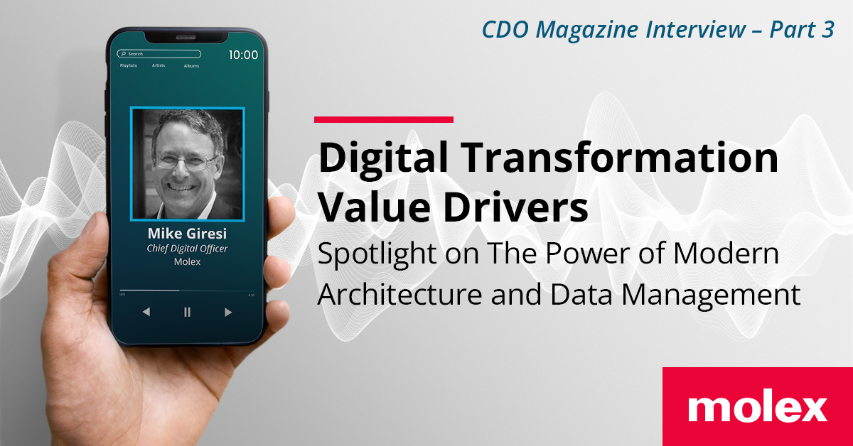 Find out what processes are necessary to achieve a transformed operating model that best leverages data for customer success. Mike Giresi, <a href="/MolexConnectors/">Molex</a>  CDO, shares his thoughts in the final interview of a 3-part CDO Magazine series. ▶️

bit.ly/3SR9r3a