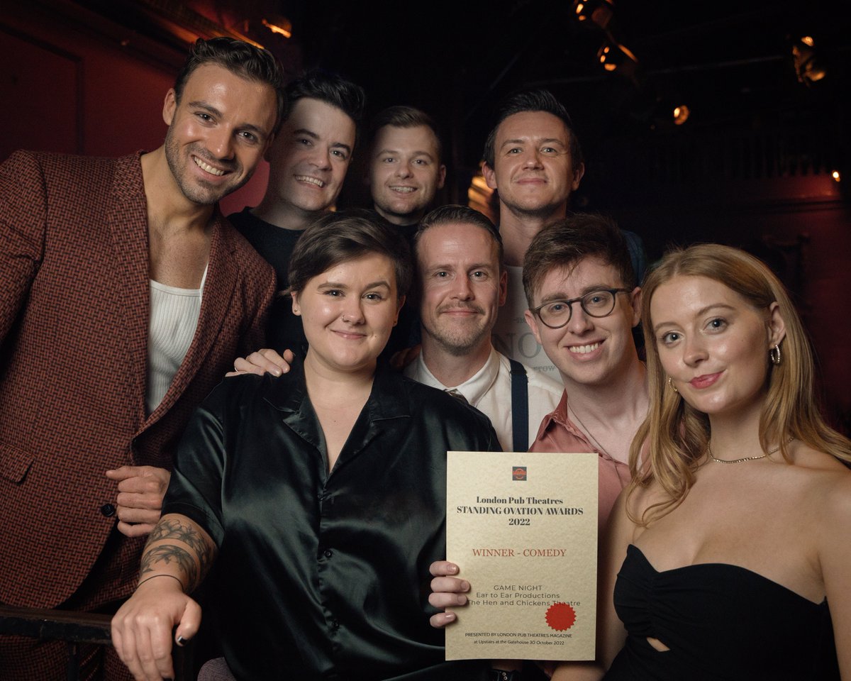 LondonPubTheatres (@pubtheatres1) on Twitter photo LONDON PUB THEATRE AWARDS 2022
WINNER COMEDY
GAME NIGHT <a href="/TheHenChickens/">The Hen and Chickens Theatre</a> <a href="/eartoearprod/">Ear to Ear Productions</a> #LPTAwards2022
📸 <a href="/RossKernahan/">Ross Kernahan</a> LONDON PUB THEATRE AWARDS 2022
WINNER COMEDY
GAME NIGHT <a href="/TheHenChickens/">The Hen and Chickens Theatre</a> <a href="/eartoearprod/">Ear to Ear Productions</a> #LPTAwards2022
📸 <a href="/RossKernahan/">Ross Kernahan</a>