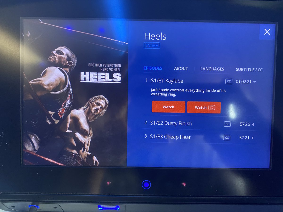 If you are flying @Delta check out the first two episodes of @HeelsSTARZ you will be hooked . #heels #Starz