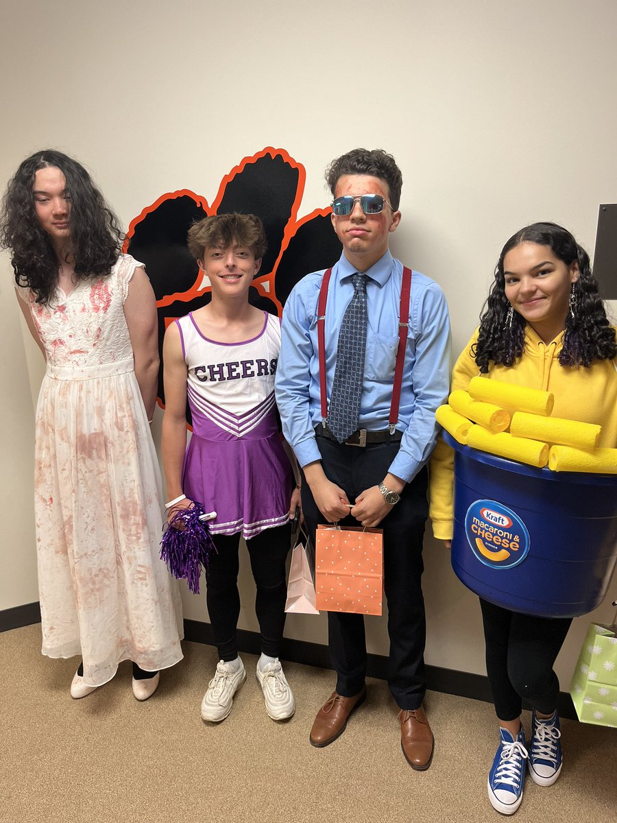 👀👀👀 
<a href="/TauntonHS/">Taunton High School</a> costume contest winners:
Scariest - Gerald Grealish, “Recently Divorced” 👰🏻
Funniest - Josh Letourneau, “Cheerleader” 📣
Best - Christian Santos, “Patrick Bateman (American Psycho) 👨‍💼
Most Creative - Sarah Poulack, “Kraft East Mac” 🧀
<a href="/taunton_stuco/">Taunton High Student Council</a>