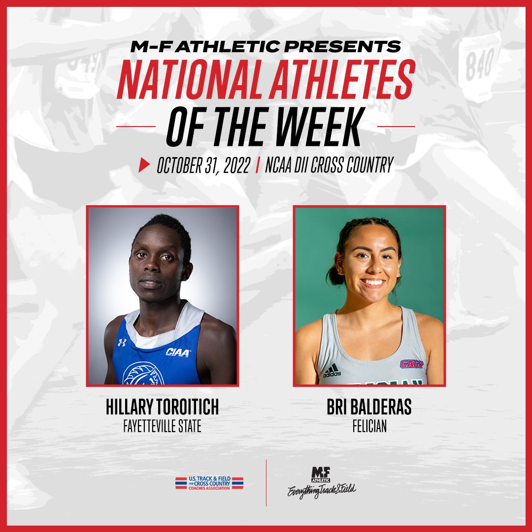USTFCCCA (@ustfccca) on Twitter photo Here are our <a href="/EverythingTF/">EverythingTF</a> National Athletes of the Week in <a href="/NCAADII/">NCAA Division II</a> Cross Country for October 31, 2022!
M - Hillary Toroitich, <a href="/FSUBroncos/">FSU Broncos</a>
W - Briseidy Balderas, <a href="/FelicianU_XCTF/">Felician_XCTF</a>
This duo captured conference titles this past weekend!
ustfccca.org/2022/10/featur… Here are our <a href="/EverythingTF/">EverythingTF</a> National Athletes of the Week in <a href="/NCAADII/">NCAA Division II</a> Cross Country for October 31, 2022!
M - Hillary Toroitich, <a href="/FSUBroncos/">FSU Broncos</a>
W - Briseidy Balderas, <a href="/FelicianU_XCTF/">Felician_XCTF</a>
This duo captured conference titles this past weekend!
ustfccca.org/2022/10/featur…