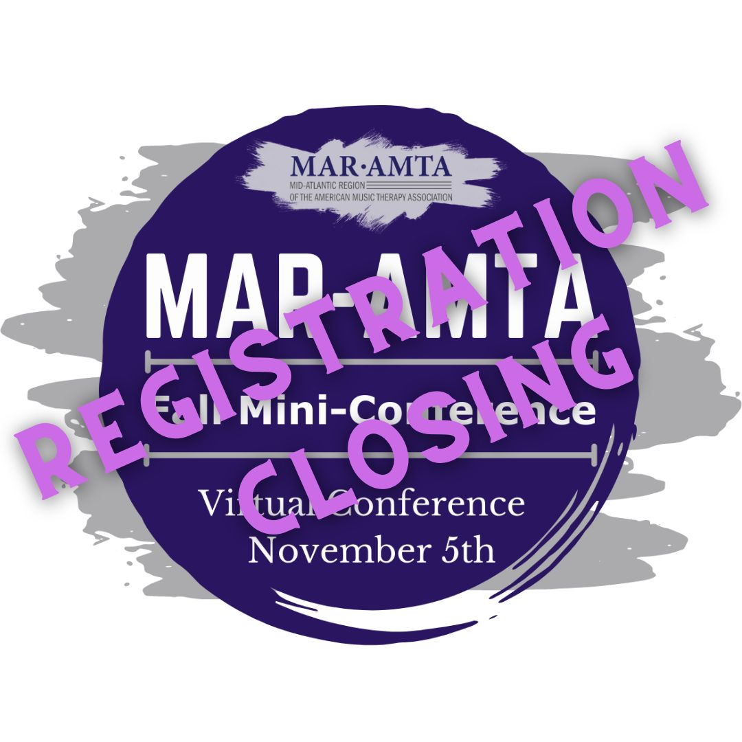 Call for Papers for the Spring 2023 conference AND registration for the Fall 2022 conference both close TONIGHT!!! 

Don't forget to submit your proposal and/or register by 11:59pm tonight (10/31) 

Visit our website for more info: mar-amta.org
