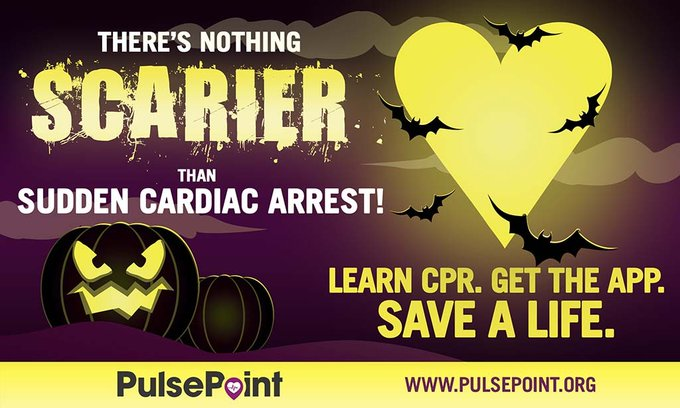 cincihealthdept's tweet photo. Want to know what’s really scary? Less than 10% of people survive an out-of-hospital cardiac arrest. October is Sudden Cardiac Arrest Awareness Month. Learn CPR. Download the @pulsepoint
AED app. Save a Life. #SCAAMonth https://t.co/rLhUo76nS6