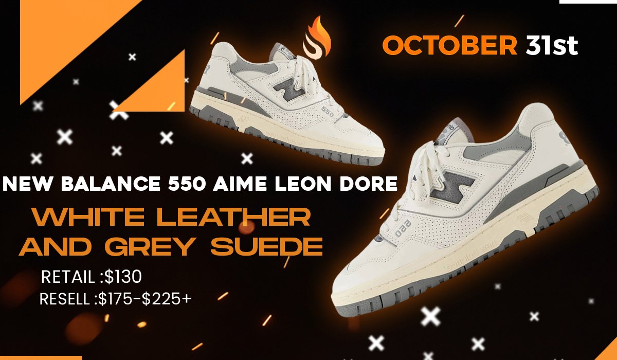 Head's up Members:⚡
New Balance 550 Aime Leon Dore
White Leather and Grey Suede is Dropping on the 31st of October.🔥🎁

Who's grabbing themselves a pair? 🙋‍♂
RT♻️ for more such information