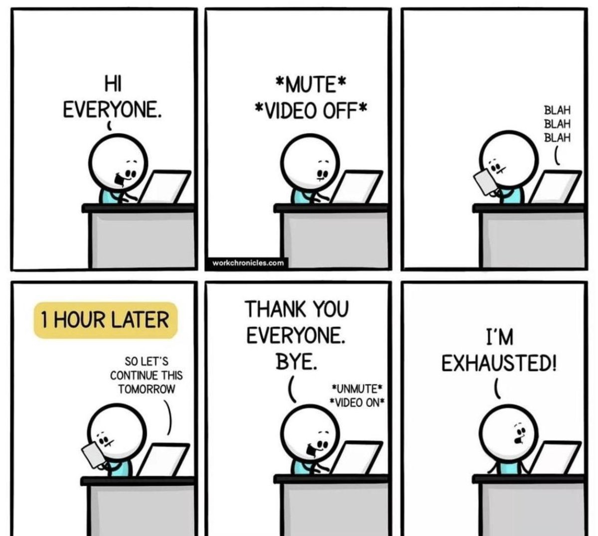 Tämän sarjakuvan viesti on jotenkin niin totta, että se on jo huvittava. Halusin pureutua etäpalavereiden omalaatuiseen uuvuttavuuteen, ja kirjoitin siitä pienen tekstin:
mikkos.blog/teams-palaverit