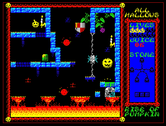 Roolandoo's tweet photo. Ya que estamos en #Halloween, os recomiendo un gran juego homebrew para #ZXSpectrum de 2018 que pasó injustamente desapercibido. En mi opinión, supera en TODOS los aspectos al frustrante #Cauldron2 (en el que se basa) y es enormemente adictivo.
🎃🎃🎃🎃🎃 All Hallows 🎃🎃🎃🎃🎃 https://t.co/4Do69Unr5s