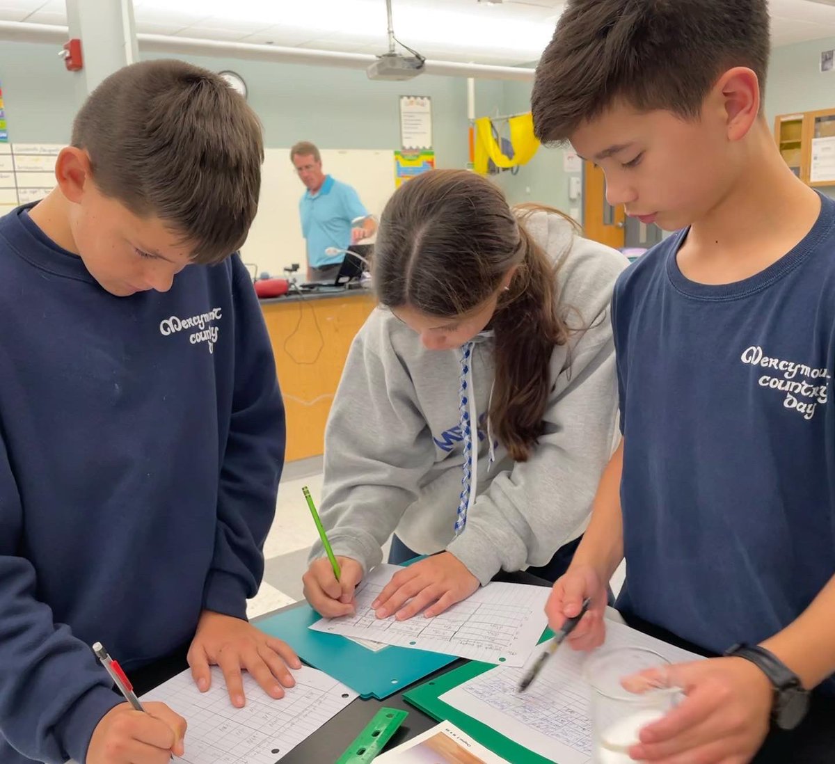 MercymountCDS's tweet image. How is the buoyant force acting on a floating object, related to the weight of the water it displaces? Just ask these 7th graders!